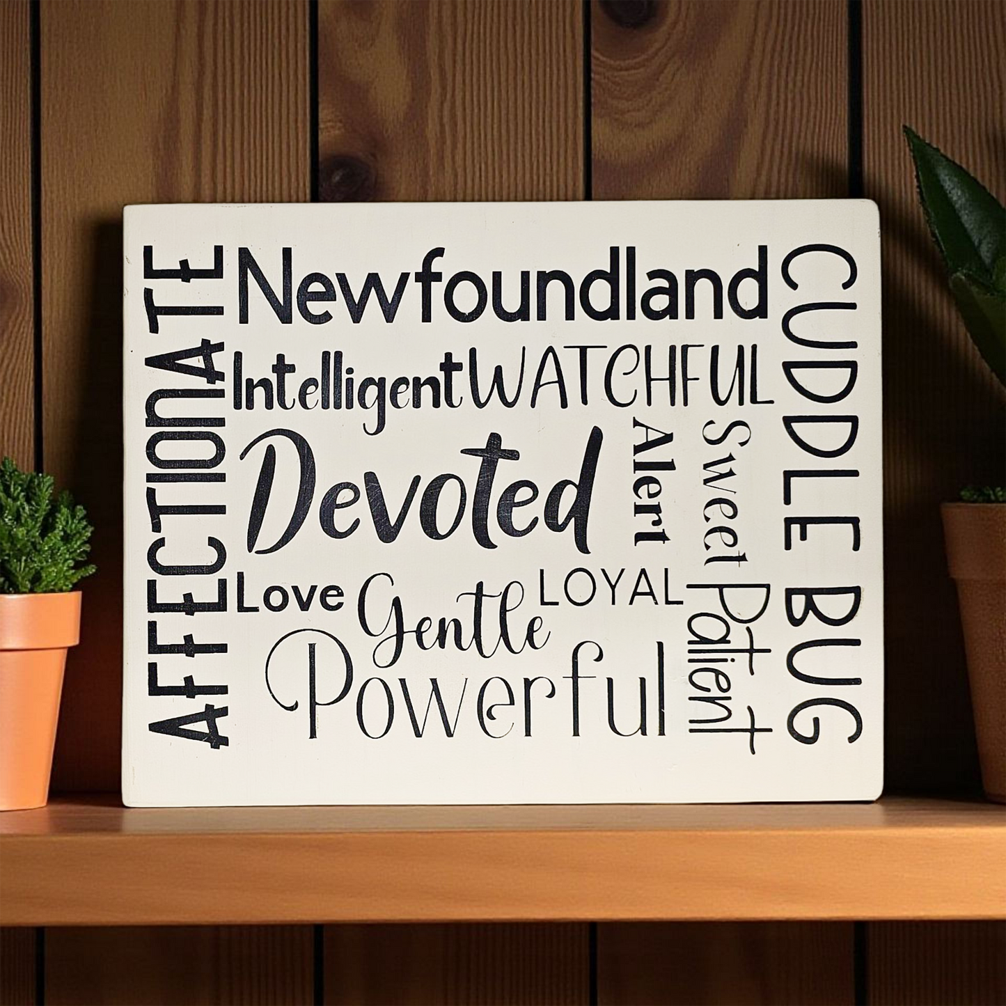 Newfoundland Dog Sign Wood Subway Style