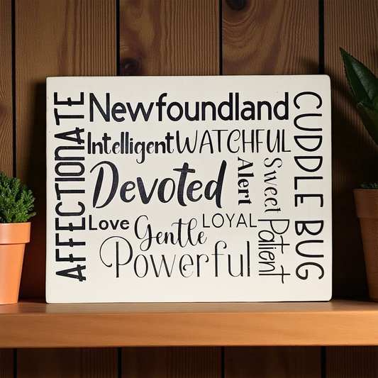 Newfoundland Dog Sign Wood Subway Style