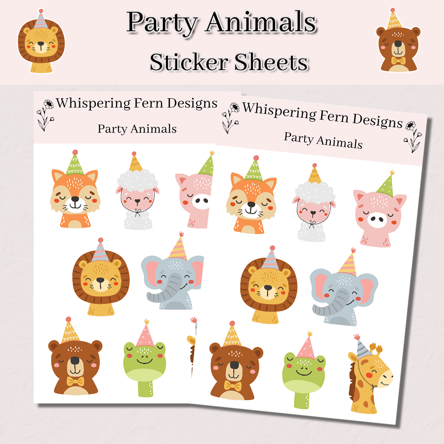 Cute Birthday Animal Sticker Sheet – Adorable Party Stickers for Planners, Cards & Crafts