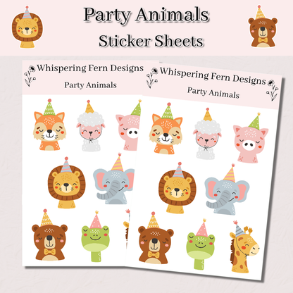 Cute Birthday Animal Sticker Sheet – Adorable Party Stickers for Planners, Cards & Crafts