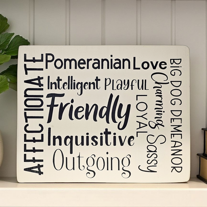 Pomeranian Dog Sign Wood Subway Style