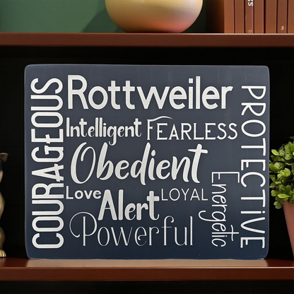 Rottweiler Dog Sign Wood Subway Style