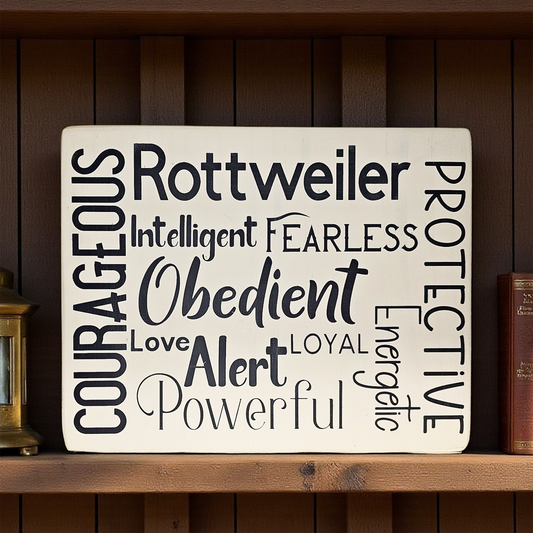 Rottweiler Dog Sign Wood Subway Style
