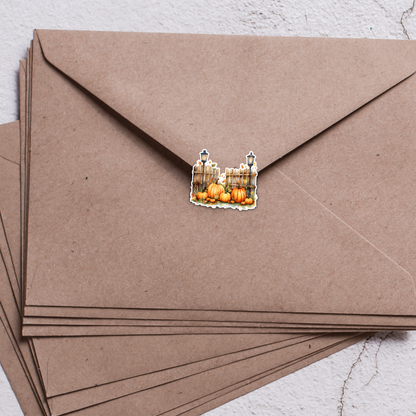 Rural Autumn Sticker Sheet – Pumpkin Barns, Fruit & Veggie Stands, Fall Harvest Stickers for Journals, Planners and Crafts, Harvest Stickers