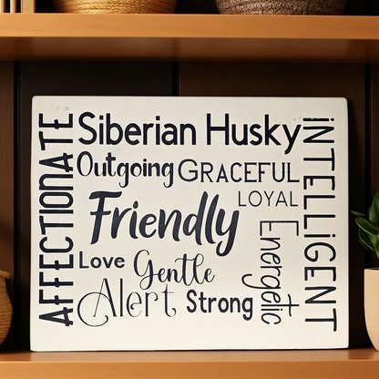 Siberian Husky Dog Sign Wood Subway Style
