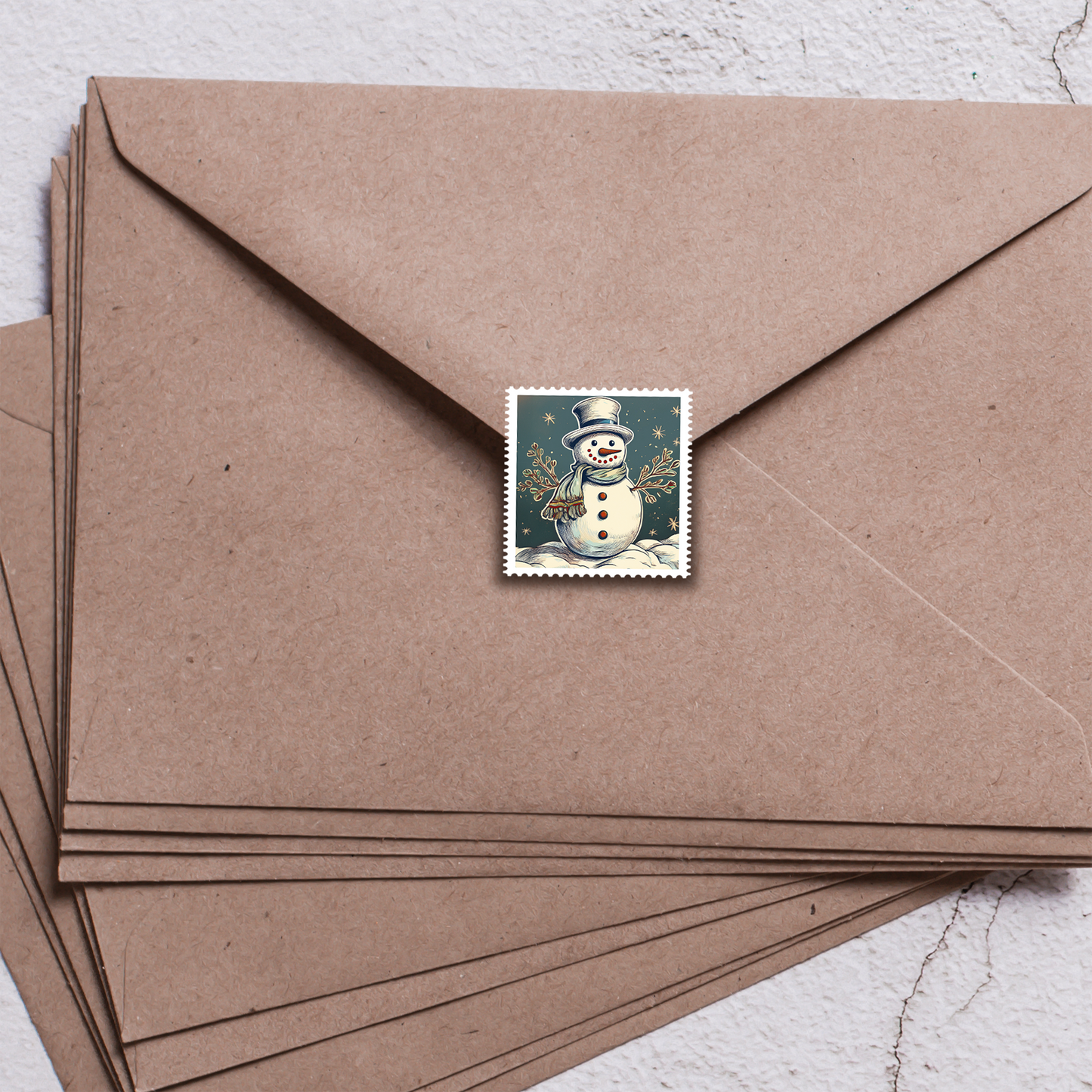 Vintage Snowman Stamp Sticker Sheet | Retro Holiday Stickers | Christmas Planner, Scrapbooking & Journaling Stickers