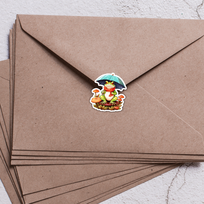 Toadally Rainy Day Sticker Sheet | Cute Frog Stickers | Kawaii Toad Stickers with Umbrellas & Scarves | Cozy Planner Stickers