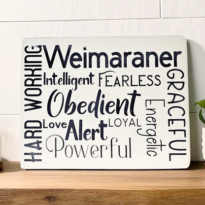 Weimaraner Dog Sign Wood Subway Style