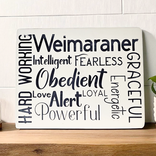 Weimaraner Dog Sign Wood Subway Style