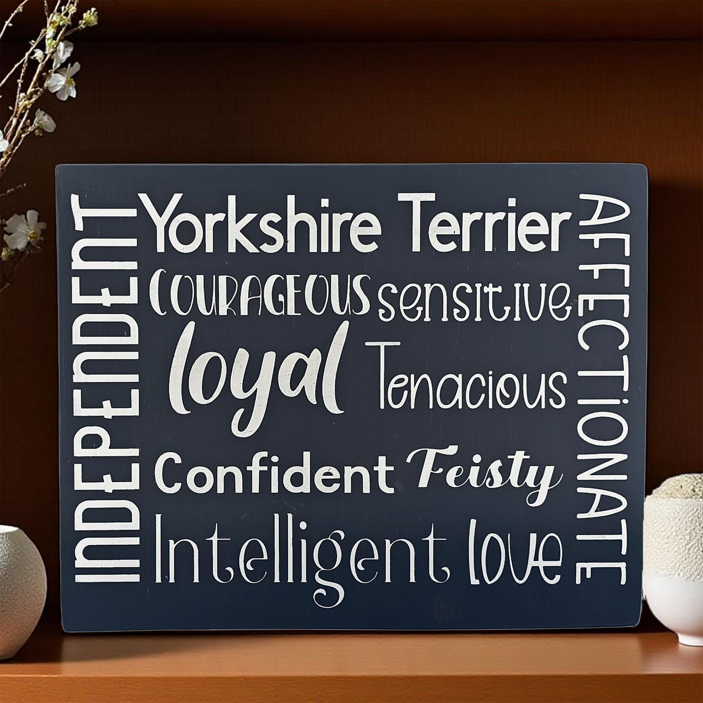 Yorkshire Terrier Dog Sign Wood Subway Style