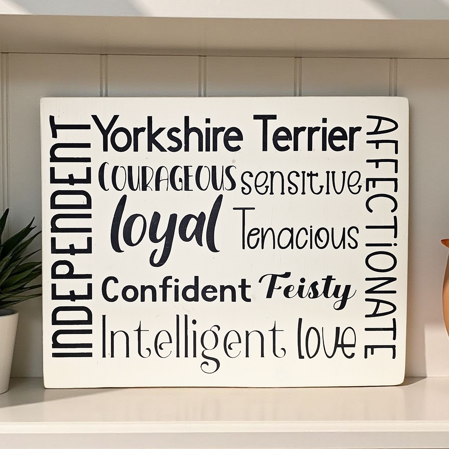 Yorkshire Terrier Dog Sign Wood Subway Style