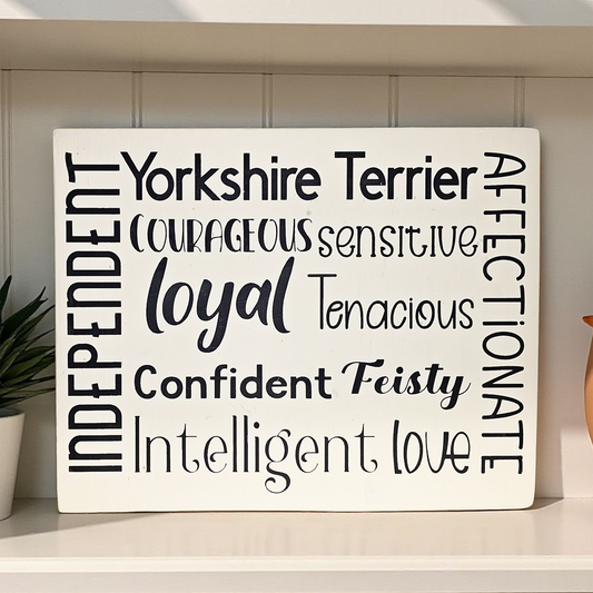 Yorkshire Terrier Dog Sign Wood Subway Style